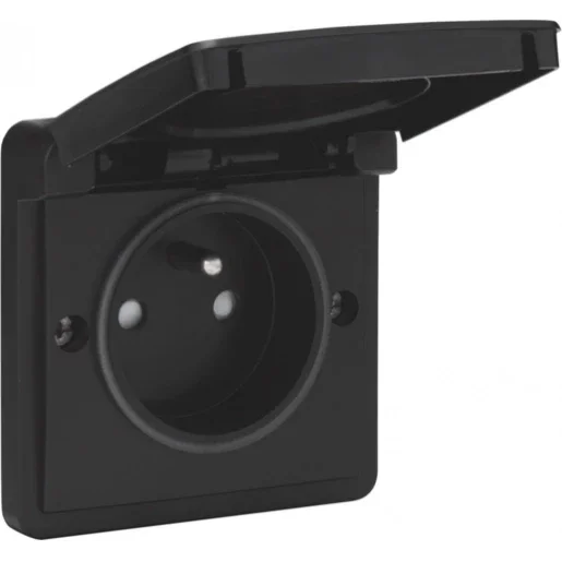 Niko 761-36600 Niko New Hydro wandcontactdoos 2-polig franse norm nf opbouw 16A 250V RA KV Mat zwart Gratis Retour