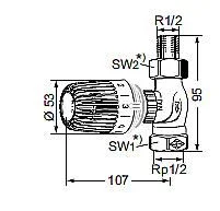 Heimeier RTL Ventiel recht ½ x ½" 0-50°C Merkproduct