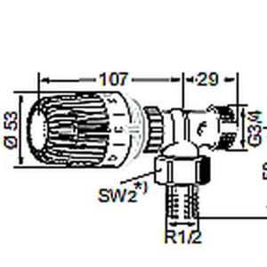 Heimeier RTL Ventiel haaks ½" x euroconus 0-50°C Superprijs