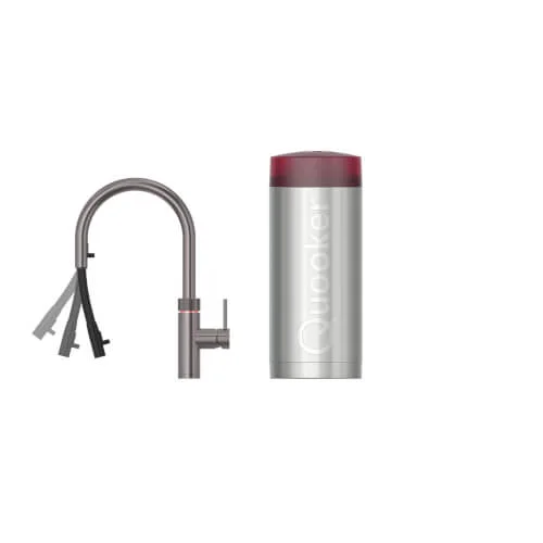 Beste Prijs Quooker Flex Round koud, warm en kokendwaterkraan met uittrekbare perlator (gunmetal)
