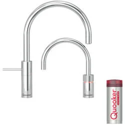 Direct Verzonden Quooker Nordic Round Twintaps kokendwaterkraan en bijpassende mengkraan (chroom)