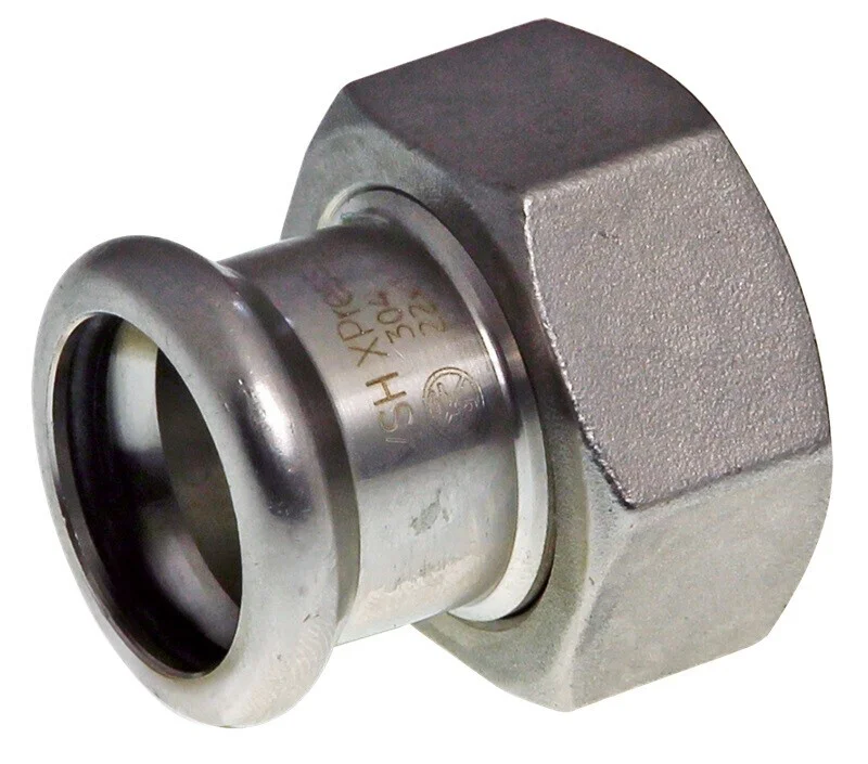 VSH Xpress rechte koppeling 2-delig 15 x 3/4" RVS 304 vlakke afdichting Gratis Retour
