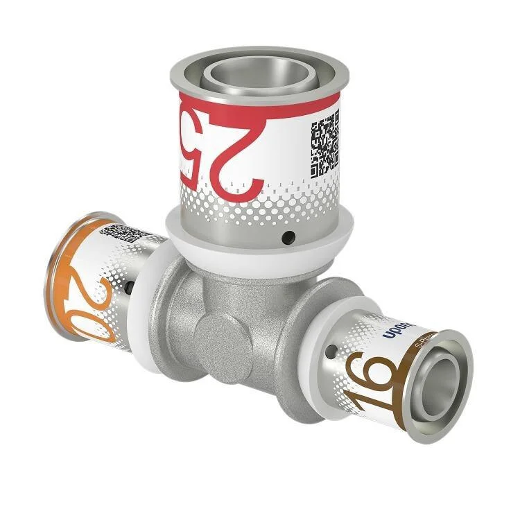 Uponor S-Press t-stuk 20 x 25 x 16 messing vertind Weekendaanbieding