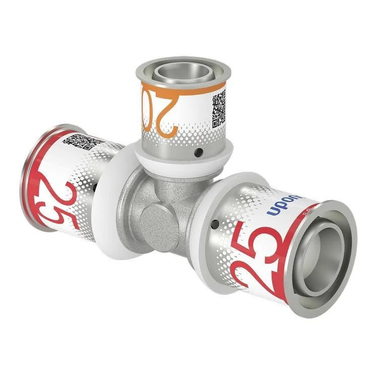 Uponor S-Press t-stuk 25 x 20 x 25 messing vertind Beperkte Voorraad