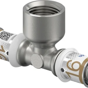 Uponor S-Press t-stuk binnendraad 16 x 1/2" x 16 messing vertind Actieprijs