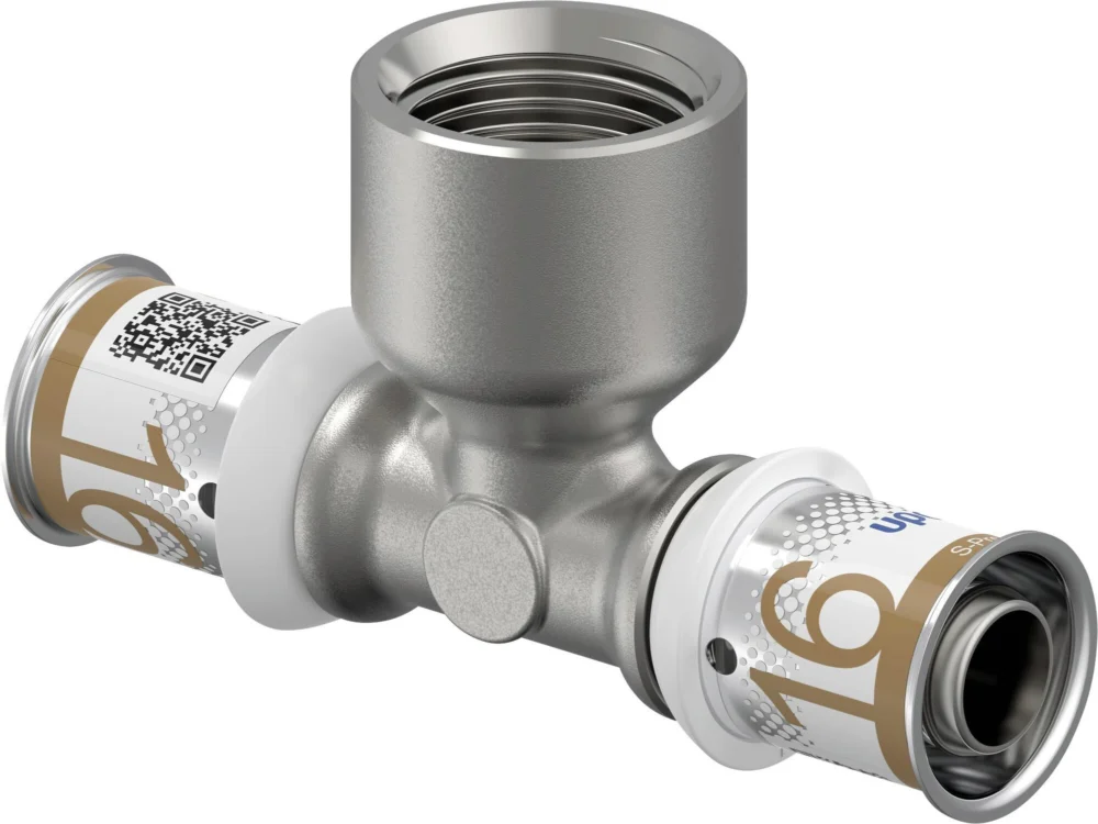 Uponor S-Press t-stuk binnendraad 16 x 1/2" x 16 messing vertind Actieprijs
