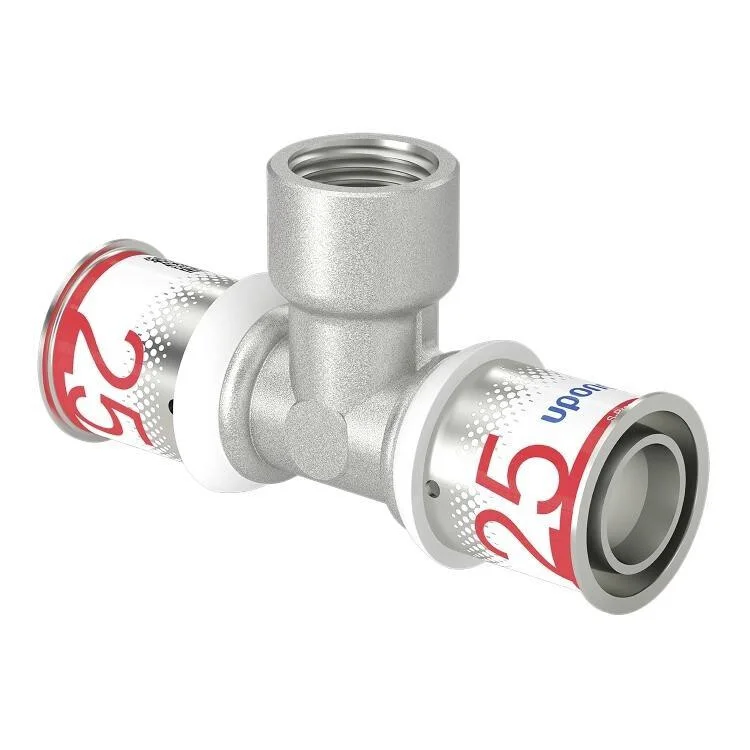 Uponor S-Press t-stuk binnendraad 25 x 1/2" x 25 messing vertind Voordeelprijs