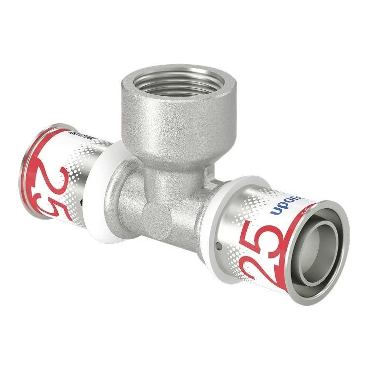 Uponor S-Press t-stuk binnendraad 25 x 3/4" x 25 messing vertind Weekendaanbieding