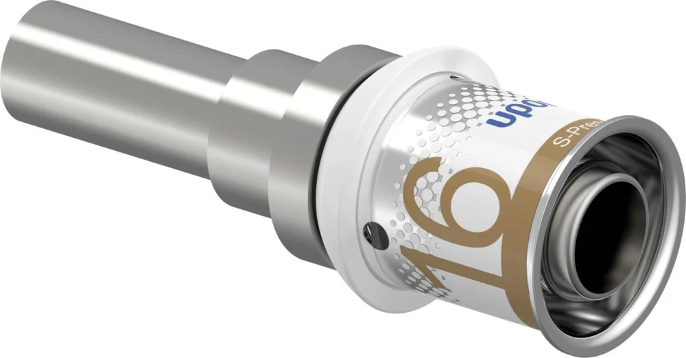 Uponor S-Press rechte koppeling buiseind 16 x 15 messing vertind Speciale Aanbieding
