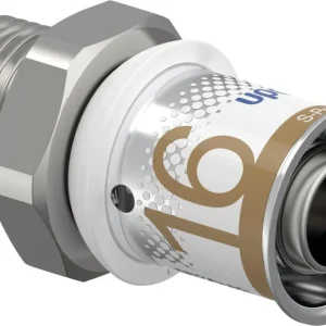 Uponor S-Press puntstuk 16 x 3/4" messing vertind Gecertificeerd