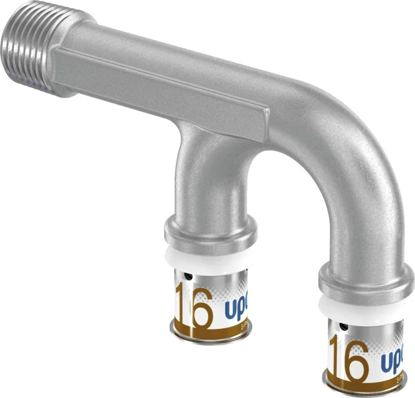 Uponor S-Press u-aansluiting 16 x 16 x 1/2" messing vertind Merkproduct