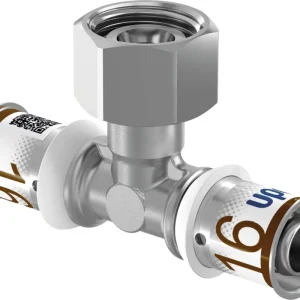 Uponor S-Press t-stuk 16 x 1/2" x 16 messing vertind Gratis Retour