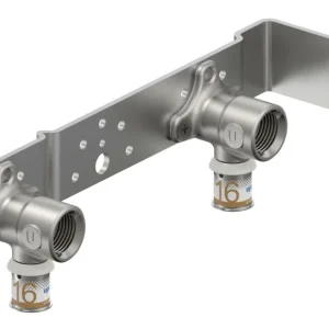 Uponor S-Press muurplaat dubbel 16 x 1/2" messing vertind 80 Laatste Kans
