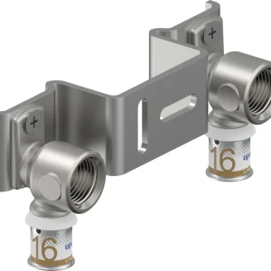 Must-Have Uponor S-Press muurplaat dubbel 16 x 1/2" messing vertind 120