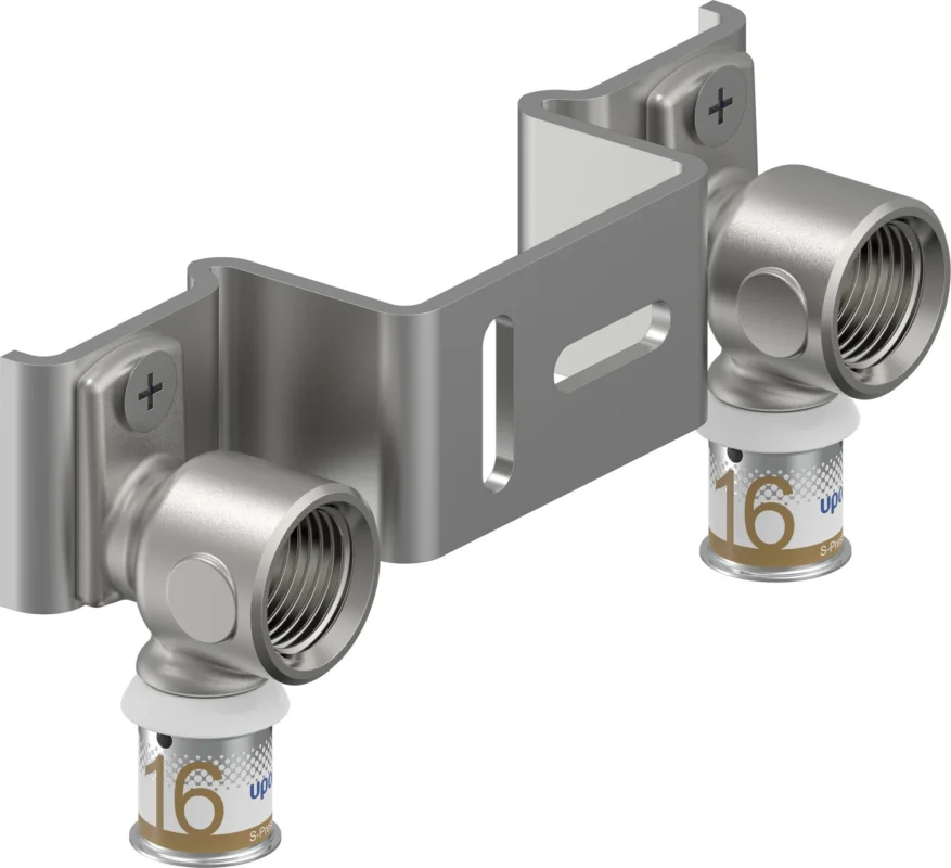Must-Have Uponor S-Press muurplaat dubbel 16 x 1/2" messing vertind 120