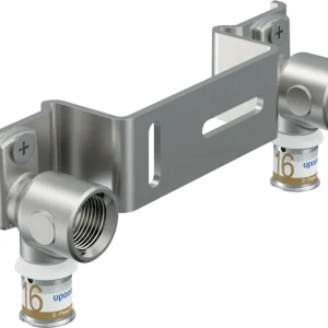 Uponor S-Press muurplaat dubbel 16 x 1/2" messing vertind 150 Gratis Retour