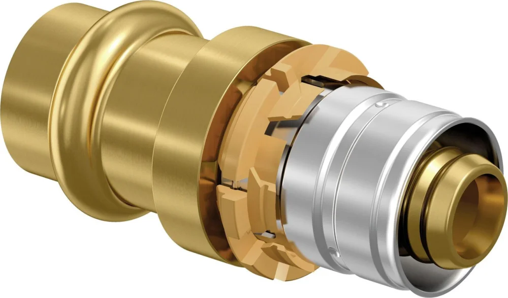 Uponor S-Press rechte koppeling 25 x 22 brons V Fabrieksprijs