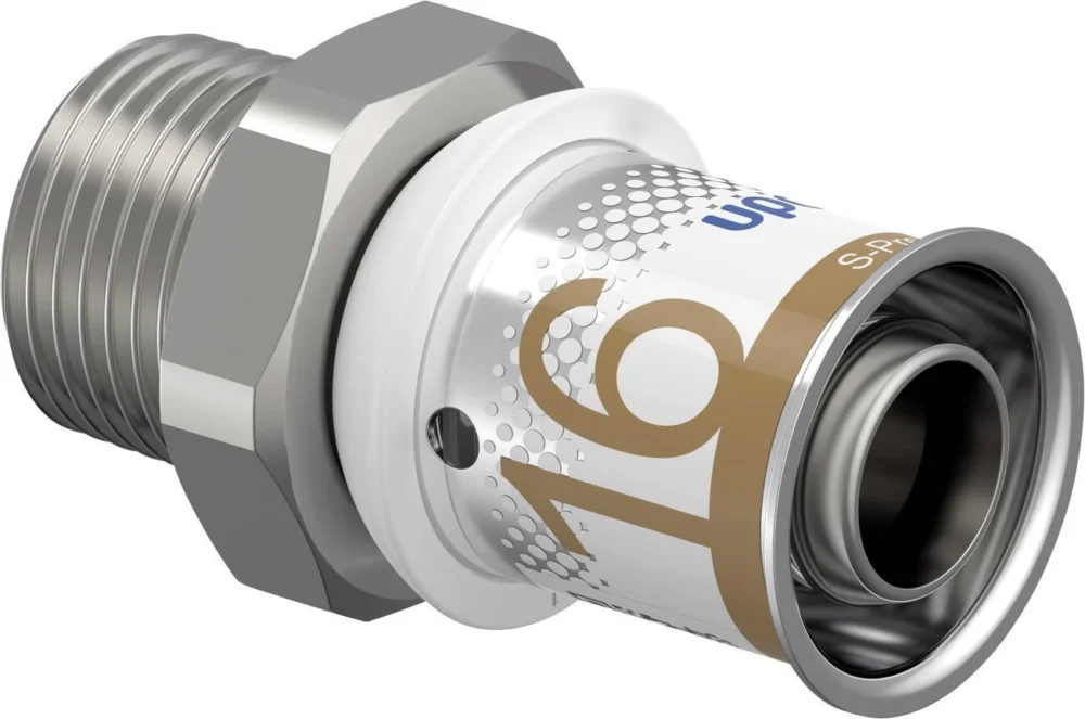 Uponor S-Press puntstuk 16 x 3/8" messing vertind Premium