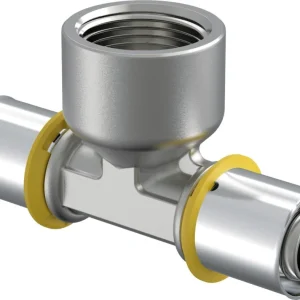 Uponor gas t-stuk binnendraad 20 x 3/4" x 20 messing vertind Superprijs