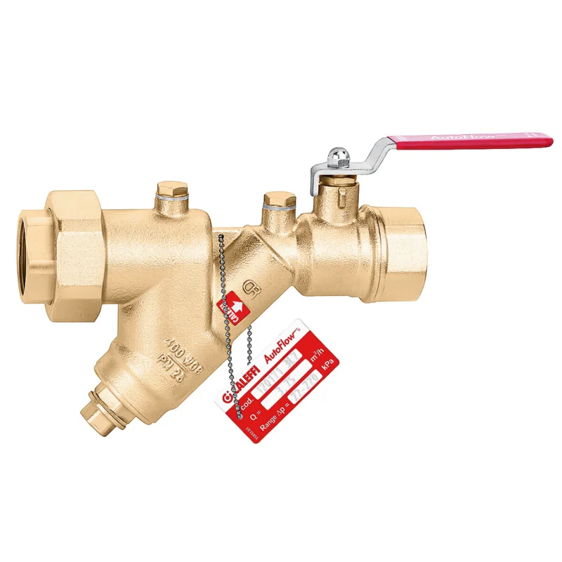 Caleffi Autoflow automatische debietregelaar met kogelafsluiter 1" x 1" messing met RVS patroon Exclusieve Aanbieding