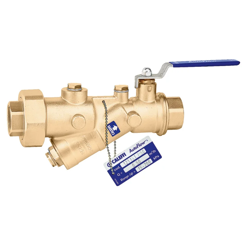 Caleffi Autoflow automatische debietregelaar met kogelafsluiter 1" x 1" messing met polymeer patroon Betrouwbaar
