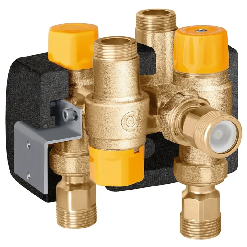Op = Op Caleffi solarincal-T Plus thermostatische aansluitset 3/4" x 3/4" solar directe verwarming