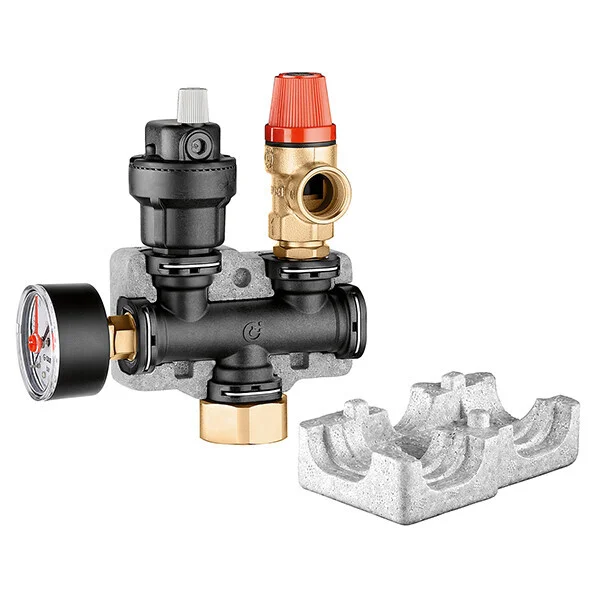 Korting Caleffi expansievatbeugel 1" kunststof 1,8 bar Ontluchter, overstort en manometer