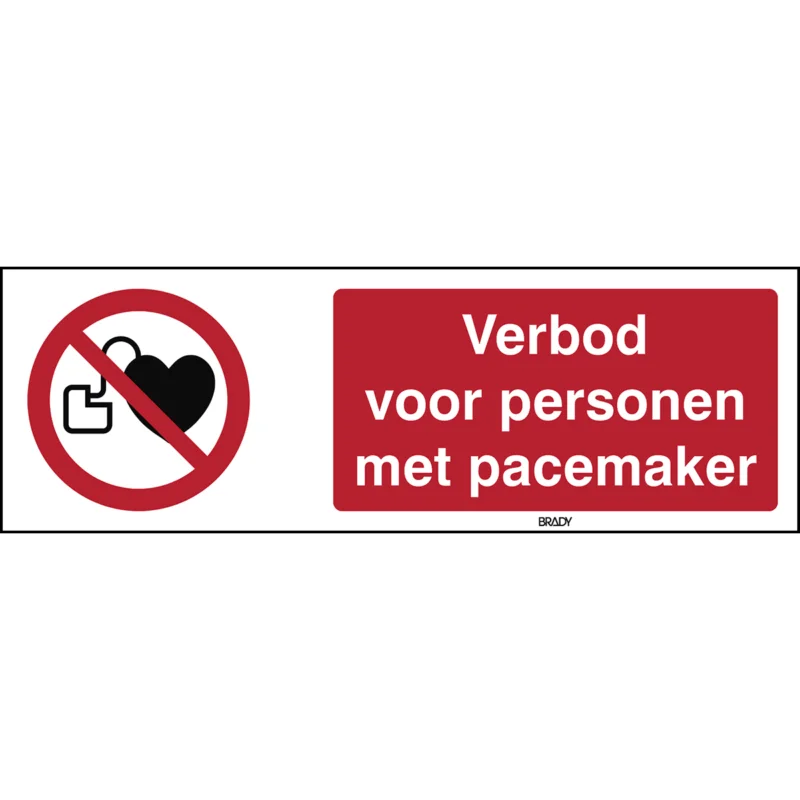 Aanbieding Brady - Verbodspictogram - ISO 7010 Pictogrammen - Verbod voor personen met pacemaker - STNL P007-297x105-PE-CRD/1 - 822779 - 86822779
