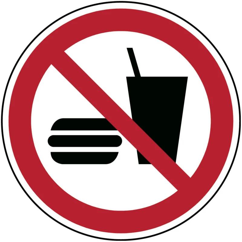 Weekendaanbieding Brady - Verbodspictogram - ISO Veiligheidspictogram - Eten en drinken verboden - PIC P022-Dia 015-PE-SHEET/1 - 824672 - 86824672