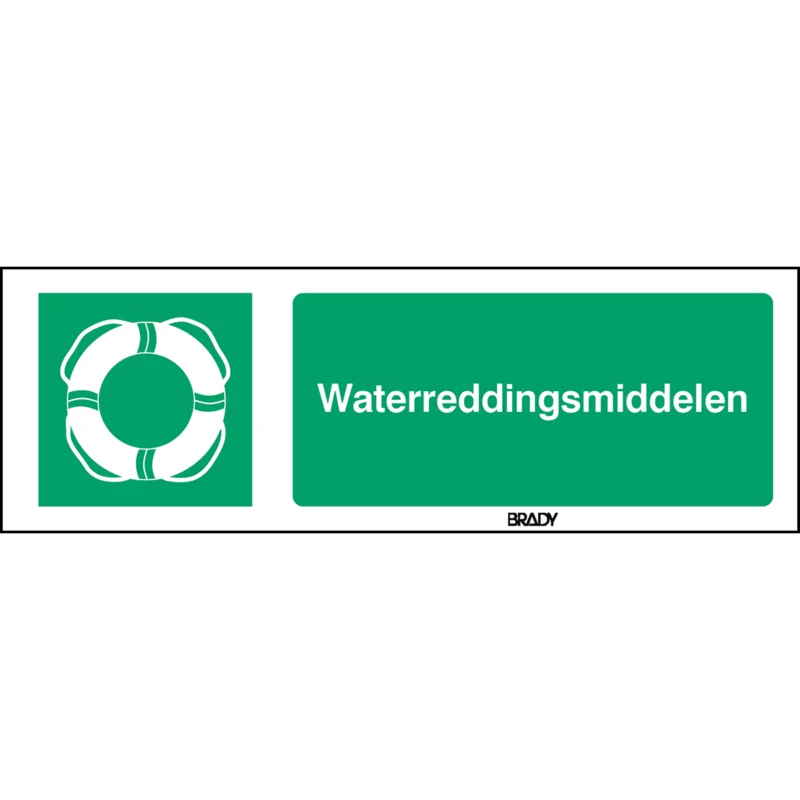 Aanbieding Brady - Redding- & evacuatiepictogram - ISO-veiligheidspictogram – Waterreddingsmiddelen - E/E061/NL362/ALU-150X50-1 - 238296 - 86238296
