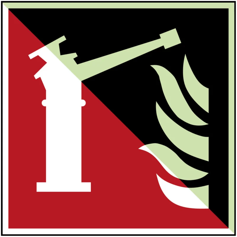 Aanbieding Brady - Brandbestrijdingspictogram - Waterkanon – ISO 7010 - F/F015/NT-ALU-PHOLUMC-100X100/1-B - 136102 - 86136102