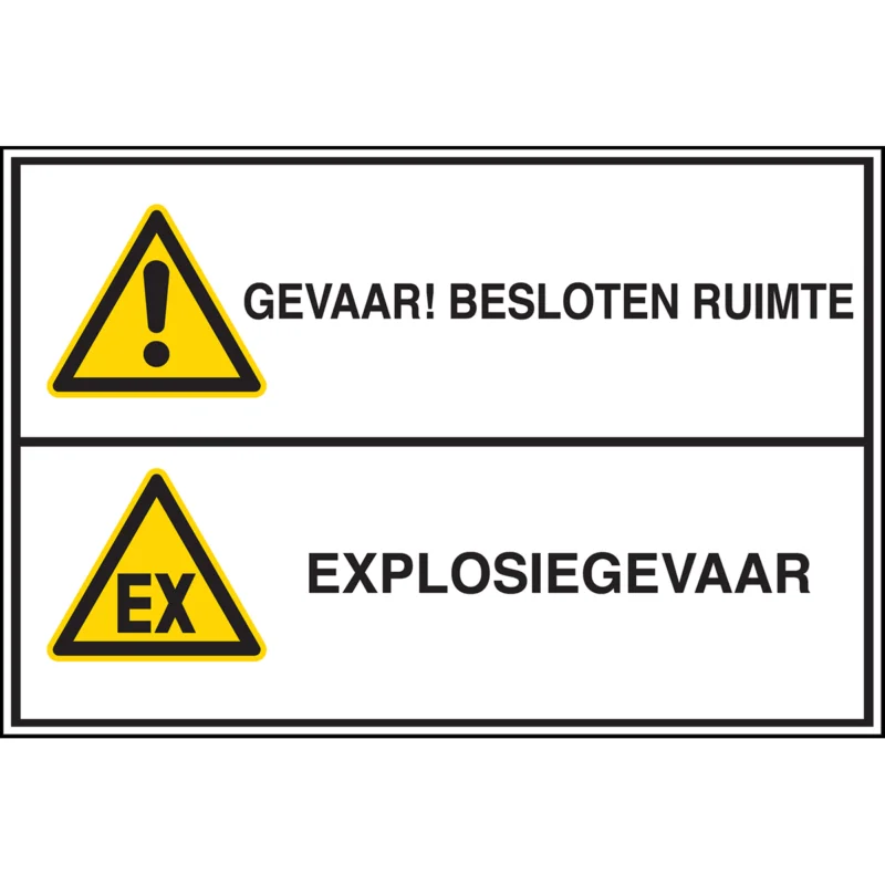Aanbieding Brady - Waarschuwingspictogram - Pictogram Besloten Ruimte - GEVAAR! Besloten ruimte / Explosiegevaar - GEVAAR! BESLOTEN RUIMTE EXPLOSIEGEVAAR - STN 817-450X300-B7527 - 223721 - 86223721