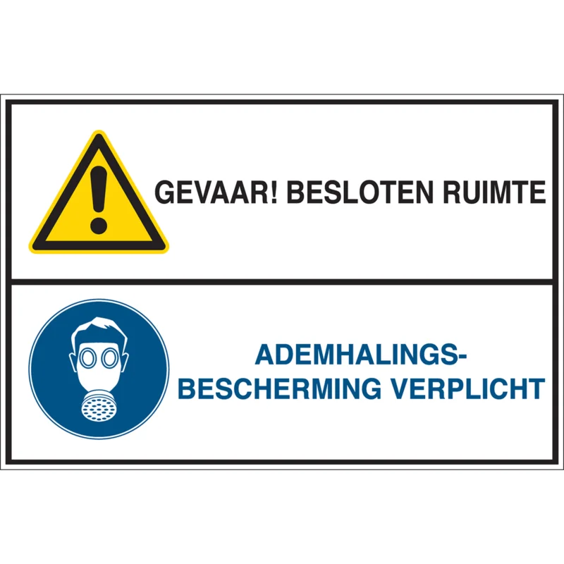 Weekendaanbieding Brady - Waarschuwingspictogram - Pictogram Besloten Ruimte - GEVAAR! Besloten ruimte / Ademhalingsbescherming verplicht - GEVAAR! BESLOTEN RUIMTE ADEMHALINGSBESCHERMING VERPLICHT - STN 818-450X300-B7527 - 223723 - 86223723