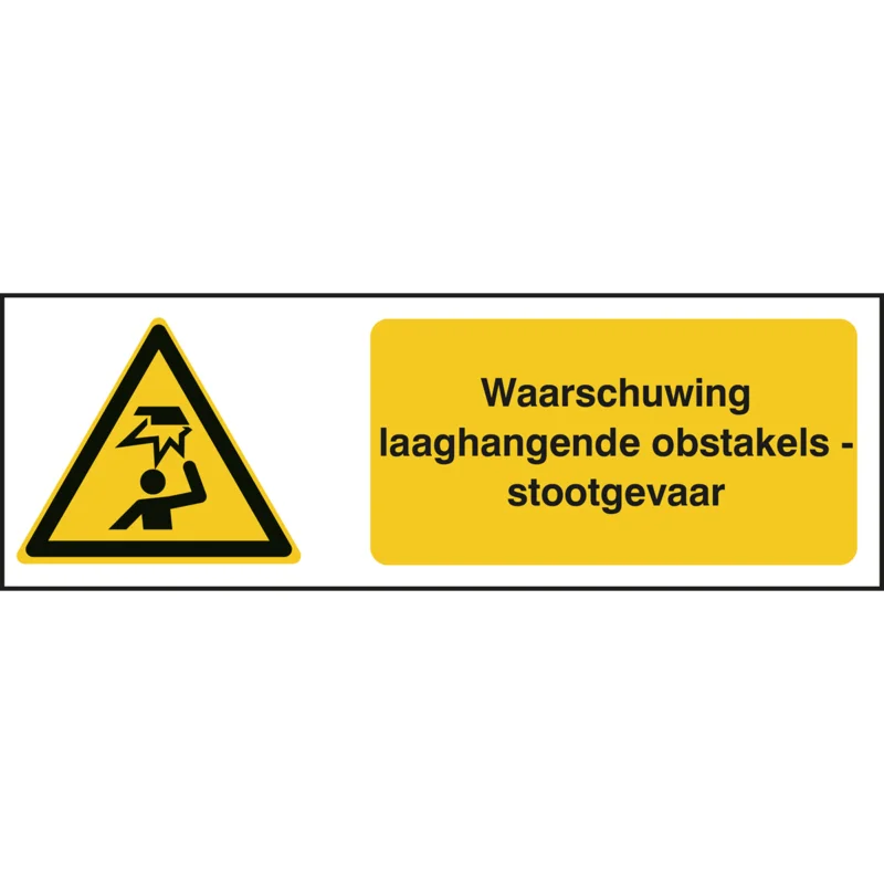 Aanbieding Brady - Waarschuwingspictogram - ISO Veiligheidspictogram - Waarschuwing laaghangende obstakels - stootgevaar - W/W020/NL330/TWM-297X105-1 - 237040 - 86237040