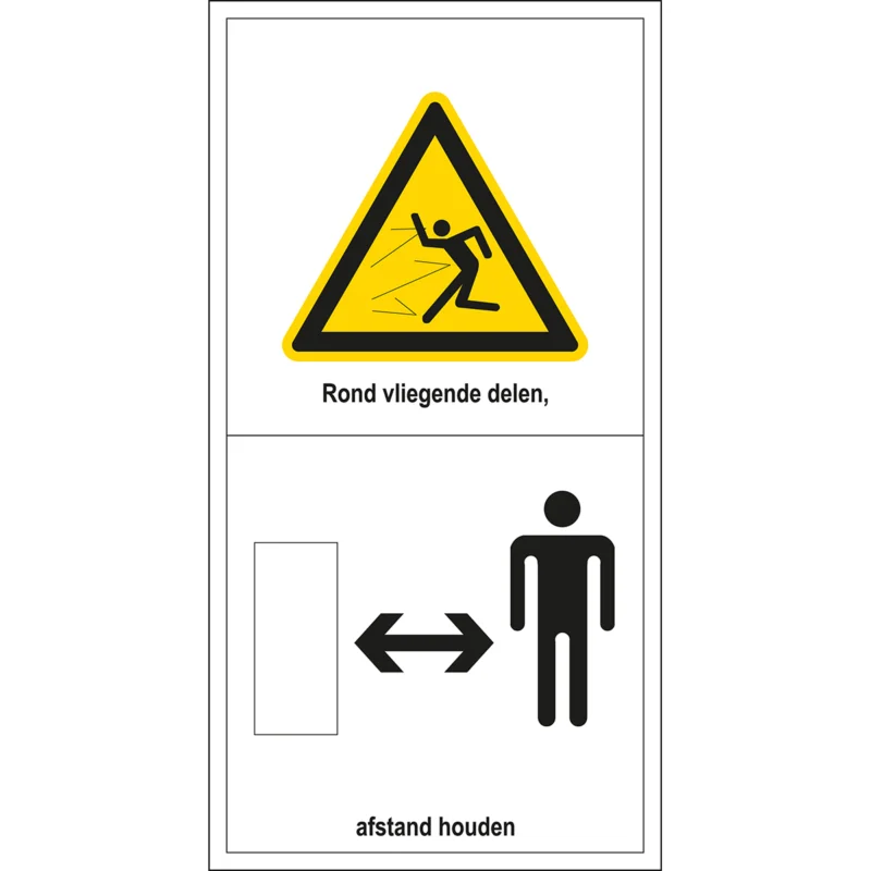 Weekendaanbieding Brady - Waarschuwingspictogram - Pictogrammen volgens machinerichtlijn - Gevaar voor rondvliegende delen, afstand houden - Rond vliegende delen, afstand houden - STN 1650-088x168-B7541 - 804019 - 86804019