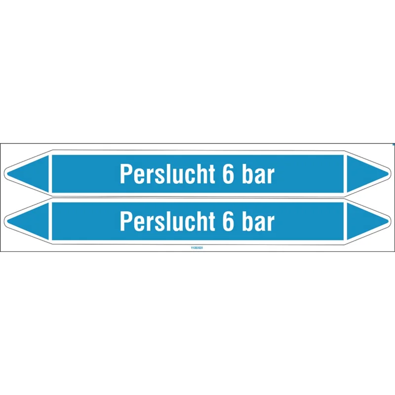 Aanbieding Brady - Standaard - Individuele leidingmerkers op kaart met geperforeerde pijlen, zonder pictogram - PERSLUCHT6BAR450X52CARD-T1-P8 - N004751 - 86004751