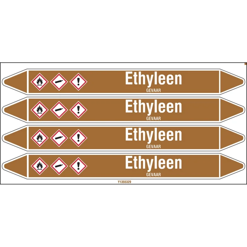 Aanbieding Brady - Standaard - Individuele leidingmerkers op kaart met geperforeerde pijlen, met pictogrammen - ETHYLEEN250X26CARD-T1-P18 - N005152 - 86005152