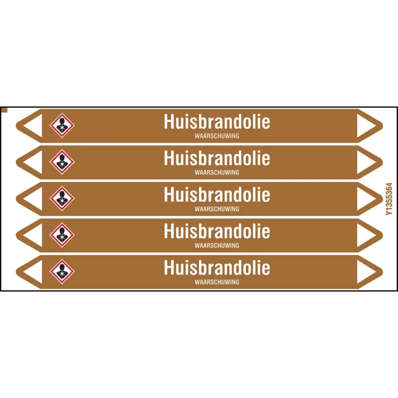 Weekendaanbieding Brady - Standaard - Individuele leidingmerkers op kaart met geperforeerde pijlen, met pictogrammen - HUISBRANDOLIE150X12CARD-T1-P18 - N005228 - 86005228