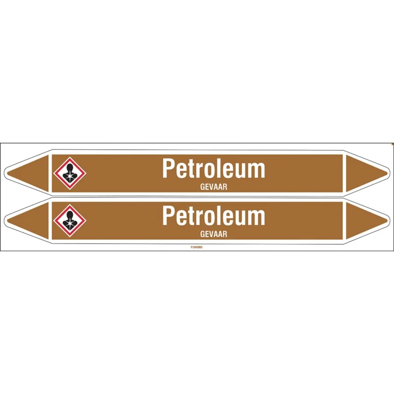 Weekendaanbieding Brady - Standaard - Individuele leidingmerkers op kaart met geperforeerde pijlen, met pictogrammen - PETROLEUM450X52CARD-T1-P18 - N005340 - 86005340