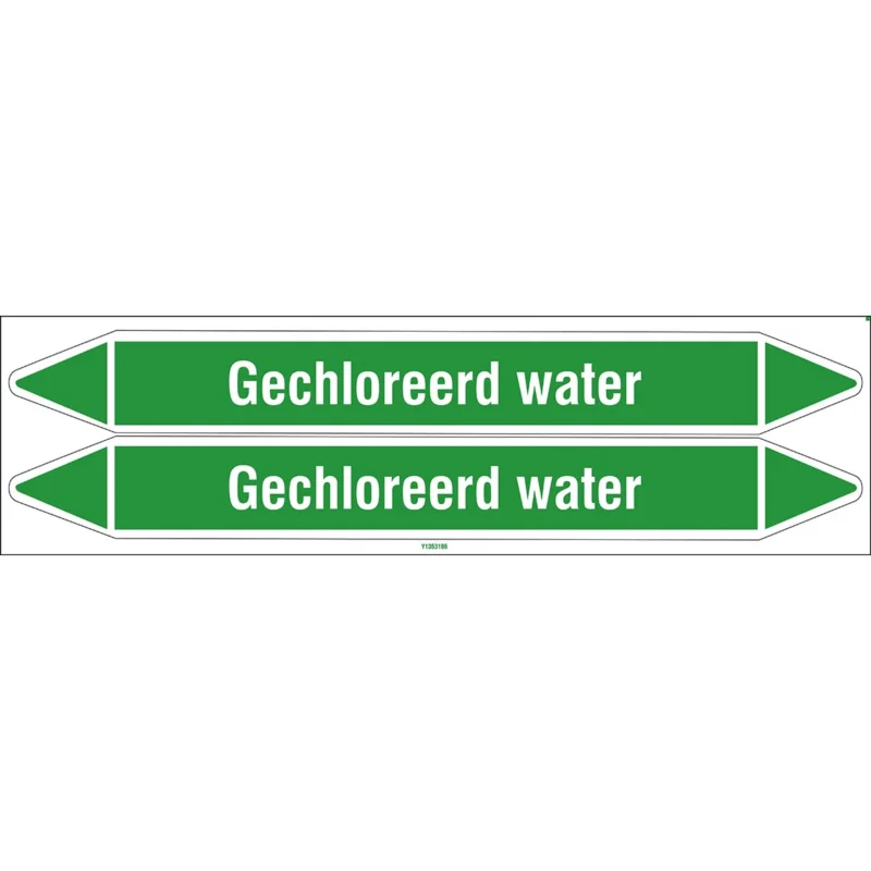 Weekendaanbieding Brady - Standaard - Individuele leidingmerkers op kaart met geperforeerde pijlen, zonder pictogram - GECHLOREERDWATER450X52CARD-T1-P16 - N005867 - 86005867