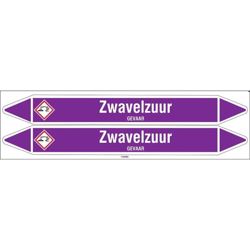Weekendaanbieding Brady - Standaard - Individuele leidingmerkers op kaart met geperforeerde pijlen, met pictogrammen - ZWAVELZUUR450X52CARD-T1-P21 - N006943 - 86006943