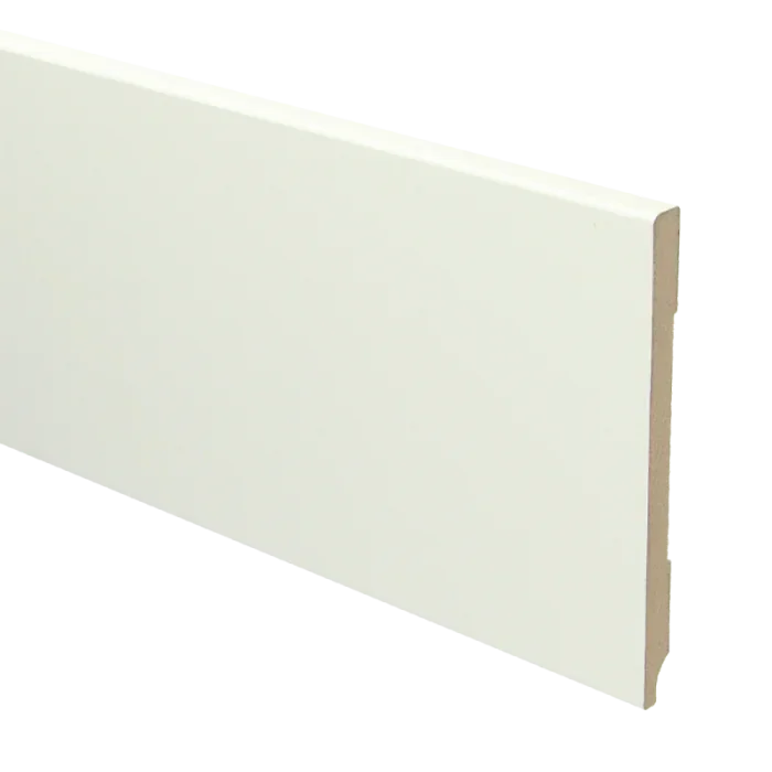 Hete Deal Vochtwerende MDF plint Modern 9x120mm wit Gelakt RAL9010 - 16107