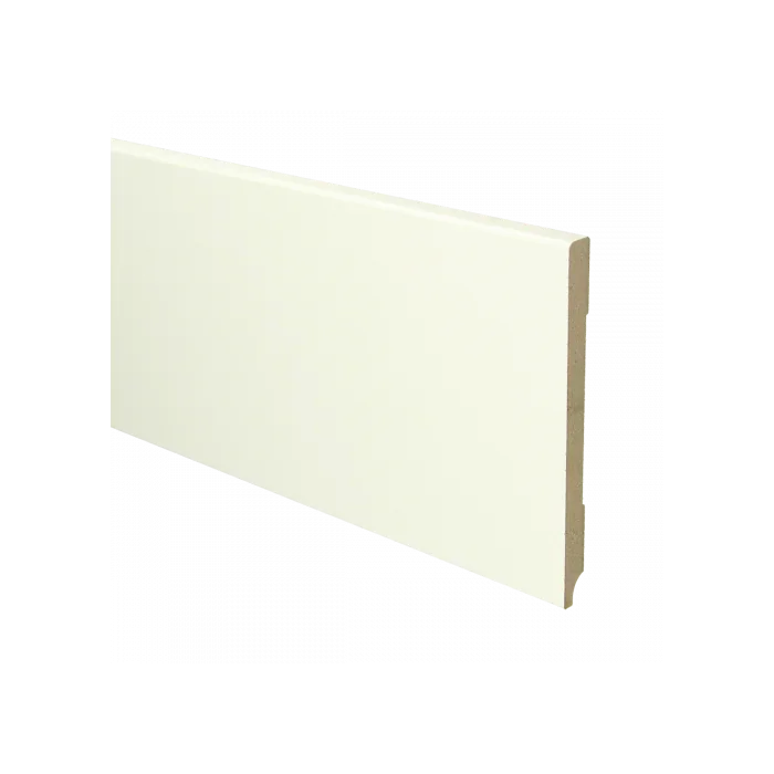Finale Uitverkoop Vochtwerende MDF plint Modern 12x150mm wit Gelakt RAL9010 - 16026