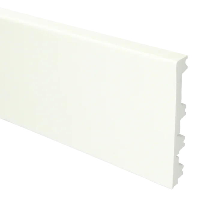 Flexibele Vochtwerende Polyurethaan plint Modern 12x70/90/120mm wit Gegrond - 16044 Merkproduct