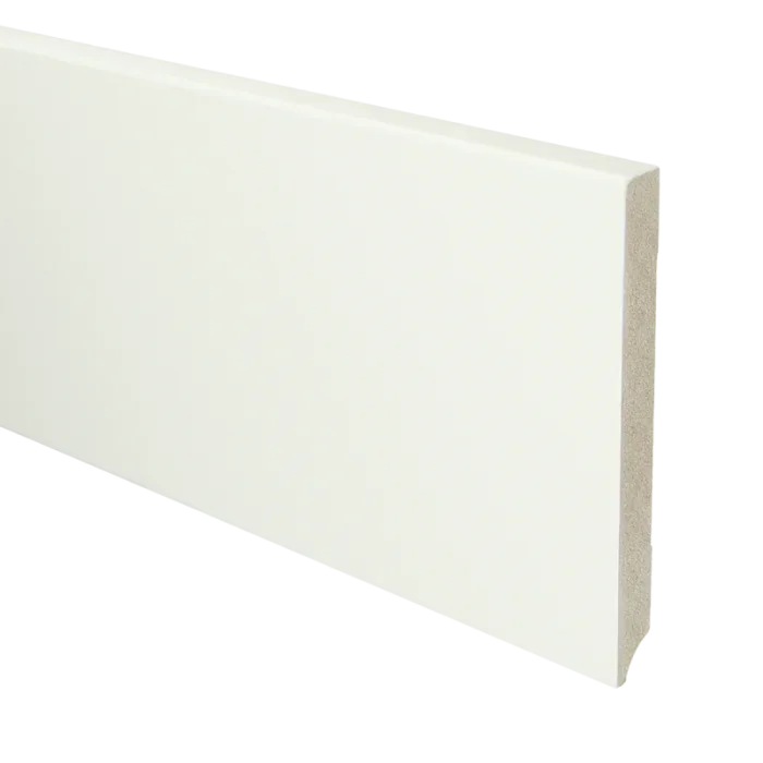 Vochtwerende MDF plint Modern 15x150mm Gelakt Verkeerswit RAL9016 - 15961 Korting