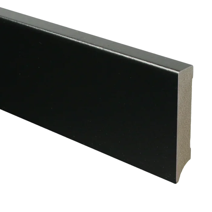 Aanbieding Vochtwerende MDF plint Modern 18x90mm Gelakt Zwart RAL9005 - 15945
