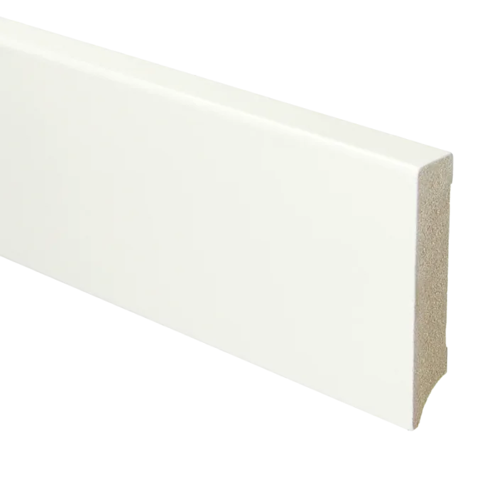 Lage Prijs Vochtwerende MDF plint Modern 18x90mm Gelakt Verkeerswit RAL9016 - 15963