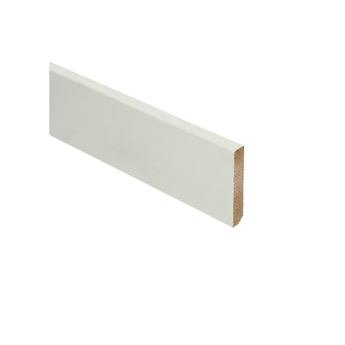 Direct Verzonden Meranti Hardhout plint Modern recht 10x70mm Wit gegrond - 16446