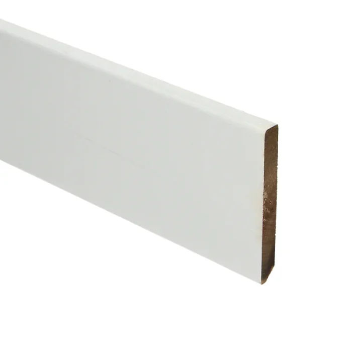 Hete Deal Meranti Hardhout plint Modern recht 10x90mm Wit gegrond - 16447