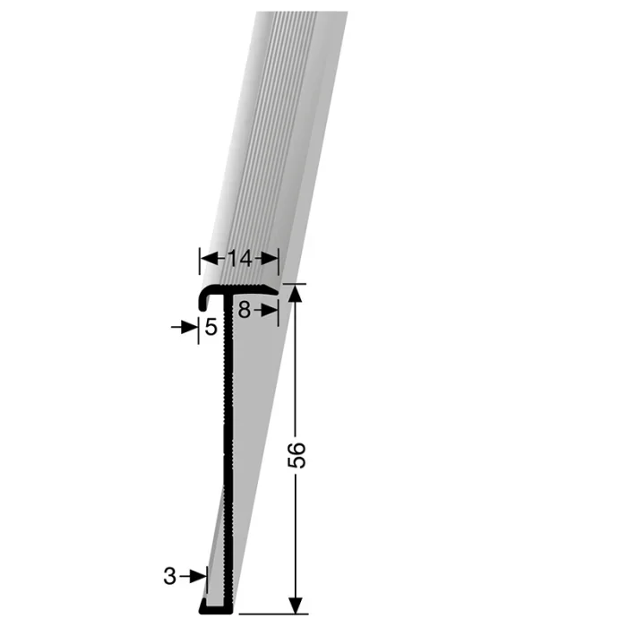 Universeel Trapneusprofiel 56mm schroef Zilver tbv PVC 2-3mm - 65441 Rechtstreeks Van De Fabrikant